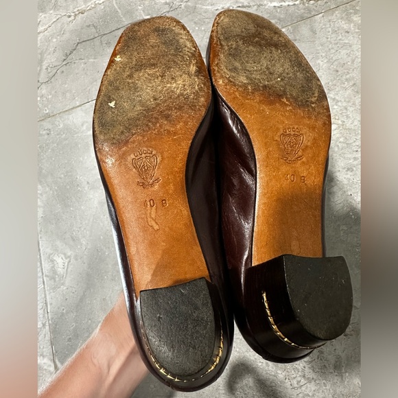 Gucci Vintage 70s Horsebit Pumps Heel Brown Leather 40 EU 9.5 US Preppy - Picture 6 of 9